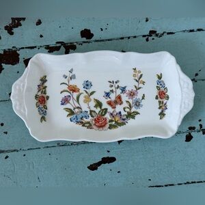 Aynsley Fine Bone China sandwich tray Cottage Garden pattern Flowers & Butterfly